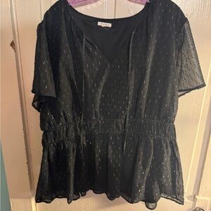 Elegant Black Blouse with Gold Accents